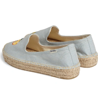 Shop Soludos Mimosa Embroidered Platform Espadrille In Chambray