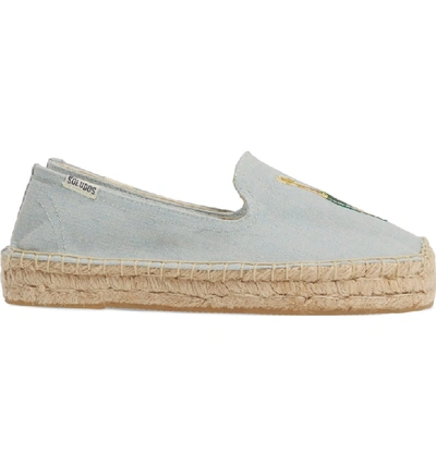 Shop Soludos Mimosa Embroidered Platform Espadrille In Chambray