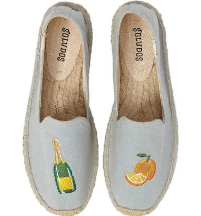 Shop Soludos Mimosa Embroidered Platform Espadrille In Chambray