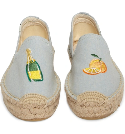Shop Soludos Mimosa Embroidered Platform Espadrille In Chambray