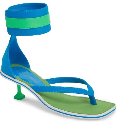 Shop Jeffrey Campbell Dribble Cuff Pedestal Sandal In Green Blue Neoprene Combo