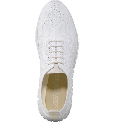 Shop Cole Haan Zer?grand Stitchlite Wingtop Oxford In Optic White Knit