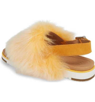 Shop Ugg Holly Genuine Shearling Sandal In Orange Zinnia