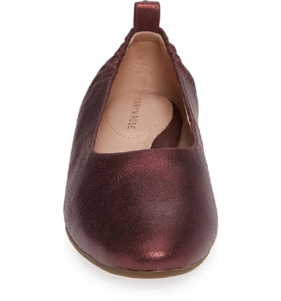 Shop Taryn Rose Bess Flat In Fig Leather