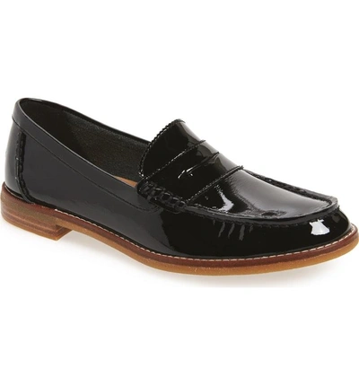 Shop Sperry Seaport Penny Loafer In Black Patent Leather