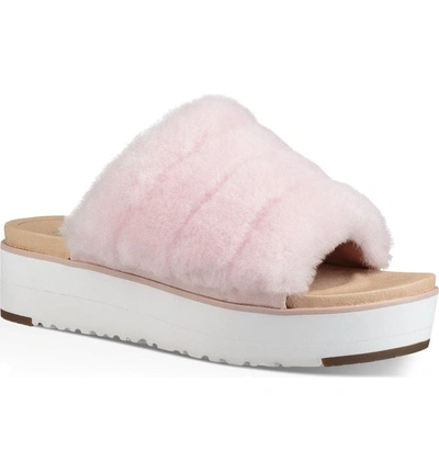 Shop Ugg Fluff Yeah Genuine Shearling Slide Sandal In Seashell Pink