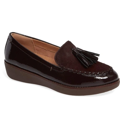 Shop Fitflop Petrina Genuine Calf Hair Loafer In Berry Faux Leather