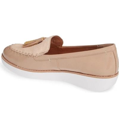 Shop Fitflop Petrina Genuine Calf Hair Loafer In Taupe Faux Leather