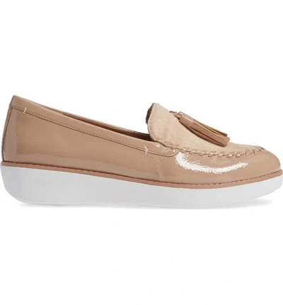 Shop Fitflop Petrina Genuine Calf Hair Loafer In Taupe Faux Leather