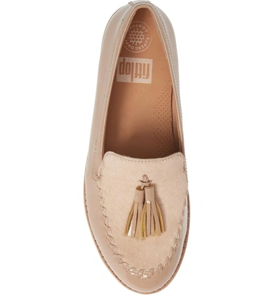 Shop Fitflop Petrina Genuine Calf Hair Loafer In Taupe Faux Leather