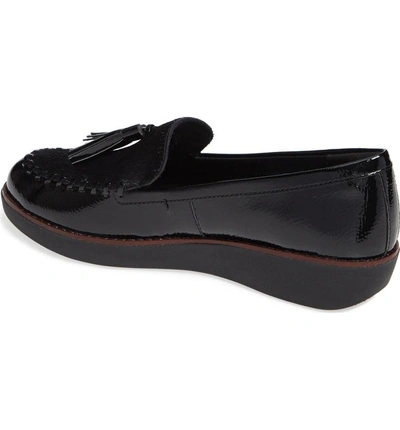 Shop Fitflop Petrina Genuine Calf Hair Loafer In Black Faux Leather