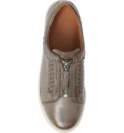 Shop Frye Lena Whipstitch Zip Sneaker In Grey Leather