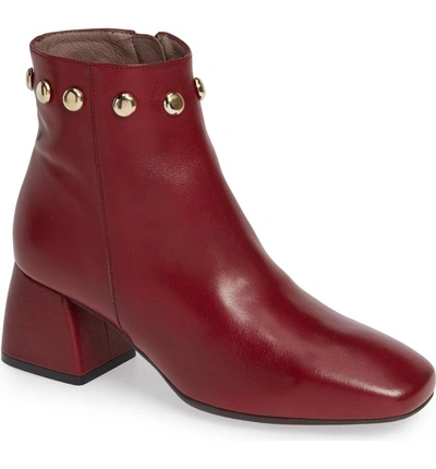 Shop Wonders Block Heel Ankle Bootie In Red Smooth Leather