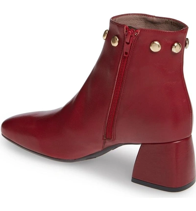 Shop Wonders Block Heel Ankle Bootie In Red Smooth Leather