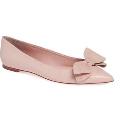 Shop Tory Burch Rosalind Bow Pointy Toe Flat In Sea Shell Pink