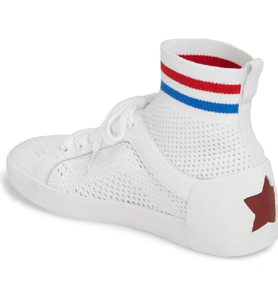 Shop Ash Ninja High Top Sock Sneaker In White/ Red/ Blue