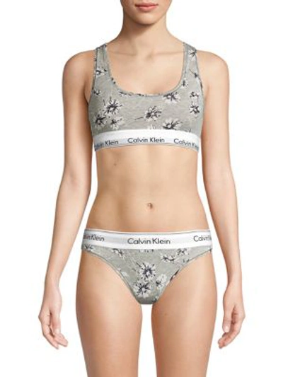 Shop Calvin Klein Underwear Modern Cotton Bralette In Scattered Posey