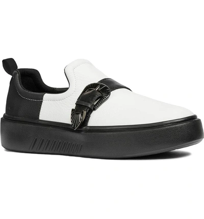 Shop Geox Nhenbus Platform Sneaker In White/ Black Leather