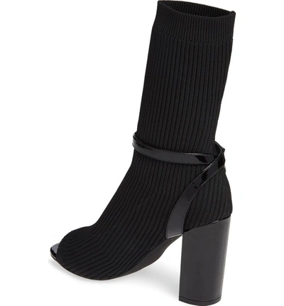 Shop Jeffrey Campbell Nila Bootie In Black Patent/ Black Sock