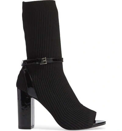 Shop Jeffrey Campbell Nila Bootie In Black Patent/ Black Sock