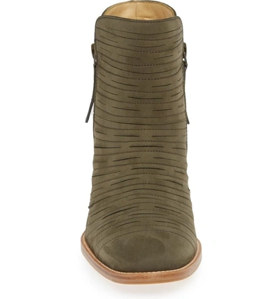 Shop Paul Green Malibu Sliced Zip Bootie In Olive Nubuck