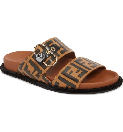 fendi leather ff slide sandals