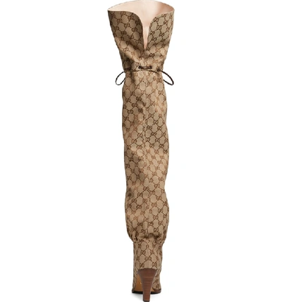 Shop Gucci Original Gg Canvas Over The Knee Boot In Beige