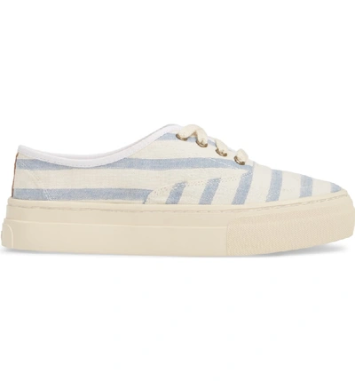 Shop Soludos Platform Stripe Sneaker In Natural/ Blue