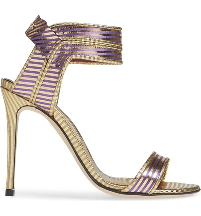 Shop Marskinryyppy Wynona Stripe Sandal In Gold Purple Striped