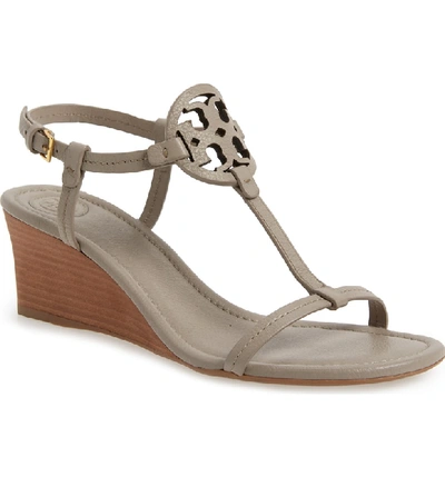 Shop Tory Burch Miller Wedge Sandal In Dust Storm