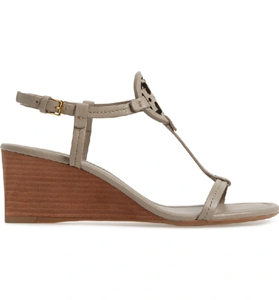 Shop Tory Burch Miller Wedge Sandal In Dust Storm