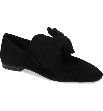 Shop Jeffrey Campbell Catherine Bow Mary Jane Flat In Black Suede