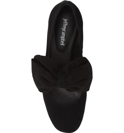 Shop Jeffrey Campbell Catherine Bow Mary Jane Flat In Black Suede