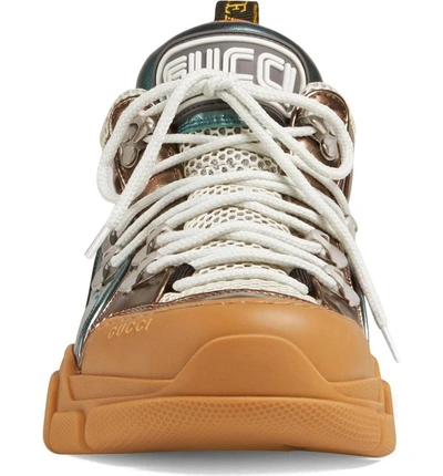 Shop Gucci Flashtrek Lace-up Sneaker In Brown/ Blue/ Pink