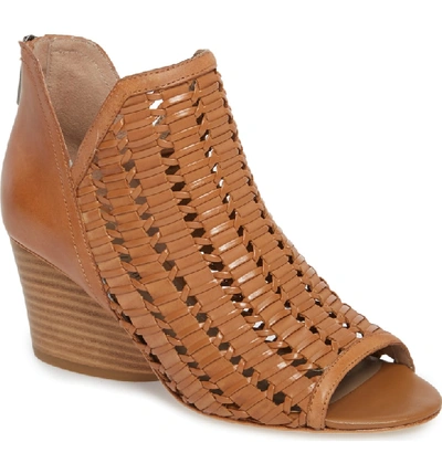 Shop Donald J Pliner Jacqi Woven Open Toe Bootie In Fawn Leather