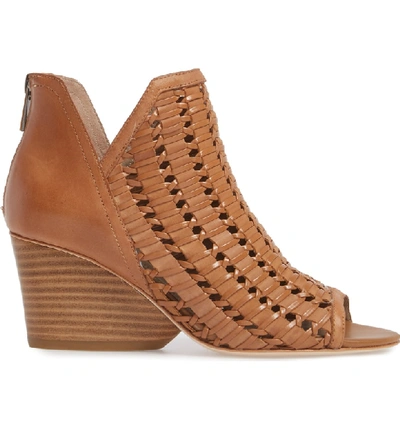 Shop Donald J Pliner Jacqi Woven Open Toe Bootie In Fawn Leather