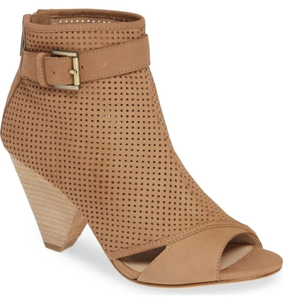 Shop Pelle Moda Kori Open Toe Bootie In Latte Nubuck Leather