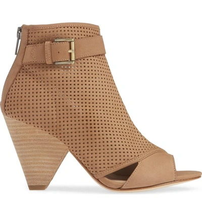 Shop Pelle Moda Kori Open Toe Bootie In Latte Nubuck Leather