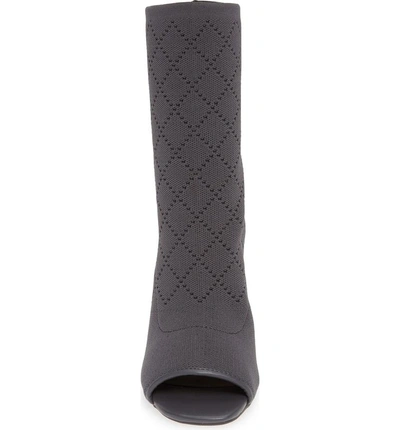 Shop Kelsi Dagger Brooklyn Macey Knit Peep Toe Bootie In Grey
