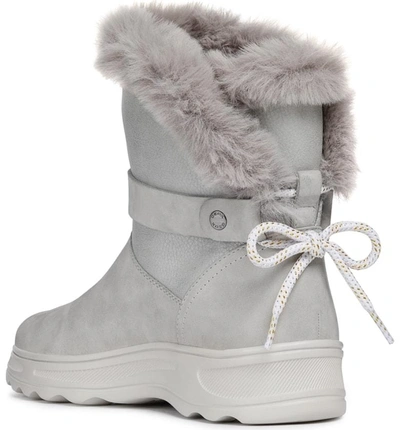 Geox Hosmos Abx Waterproof Faux Fur Trim Boot In Light Grey/ Silver Suede |  ModeSens