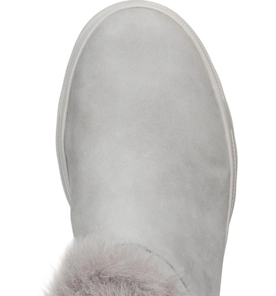 Shop Geox Hosmos Abx Waterproof Faux Fur Trim Boot In Light Grey/ Silver Suede