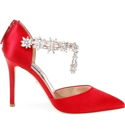 Badgley Mischka Venom Crystal Embellished Pump In Red Satin ModeSens