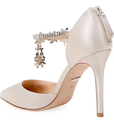 Shop Badgley Mischka Venom Crystal Embellished Pump In Ivory Satin