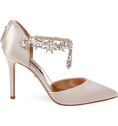 Shop Badgley Mischka Venom Crystal Embellished Pump In Ivory Satin