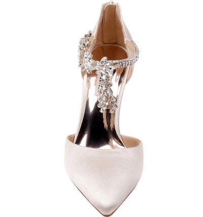 Shop Badgley Mischka Venom Crystal Embellished Pump In Ivory Satin