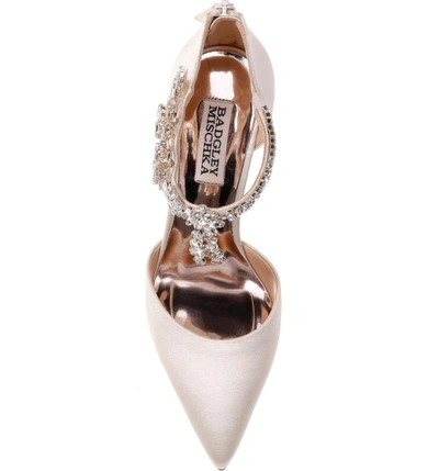 Shop Badgley Mischka Venom Crystal Embellished Pump In Ivory Satin