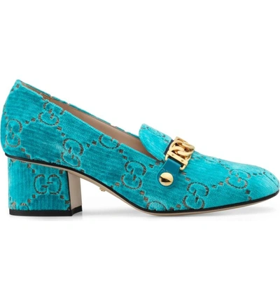 Shop Gucci Sylvie Loafer Pump In Turquoise