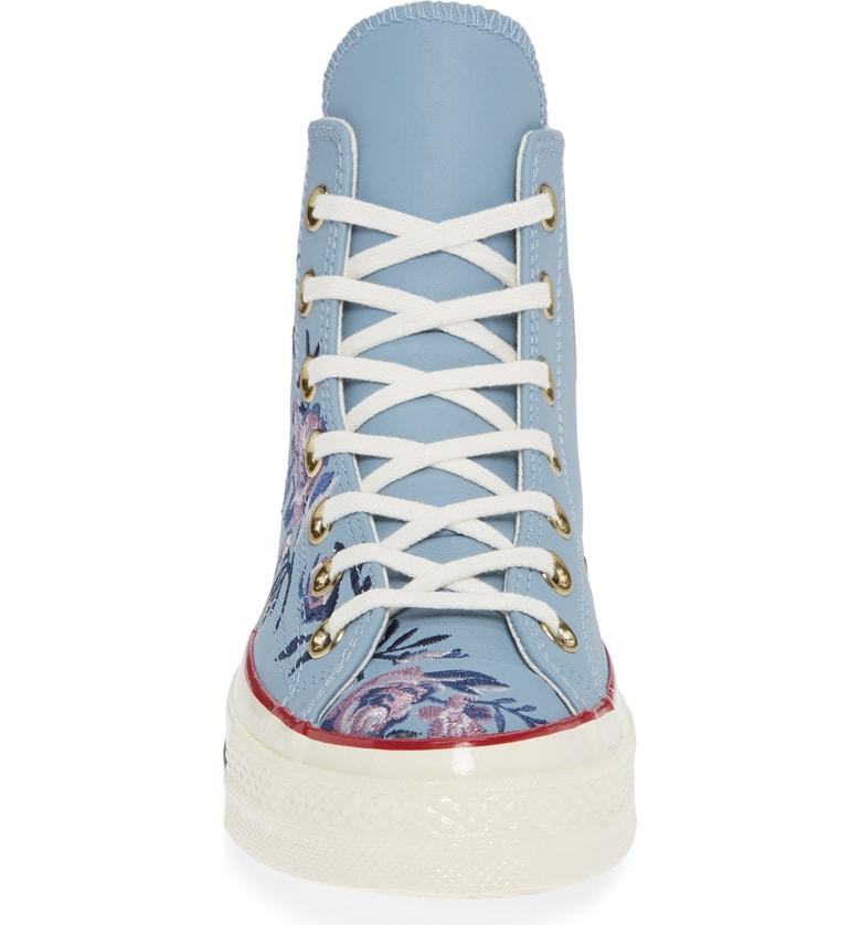 washed denim high top converse