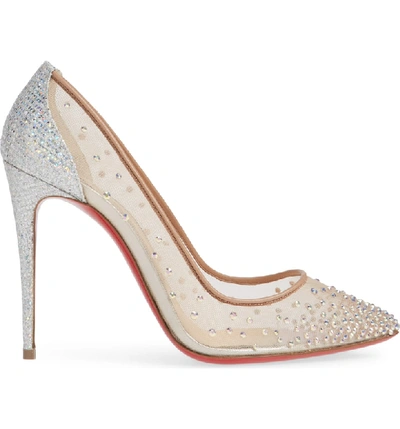 Shop Christian Louboutin Follies Strass Pointy Toe Pump In Crystal