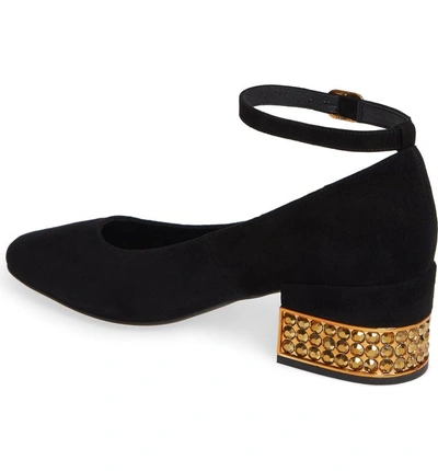 Shop Jeffrey Campbell Blaire Ankle Strap Pump In Black Suede Bronze